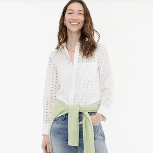 J. CREW classic-fit white shirt in eyelet